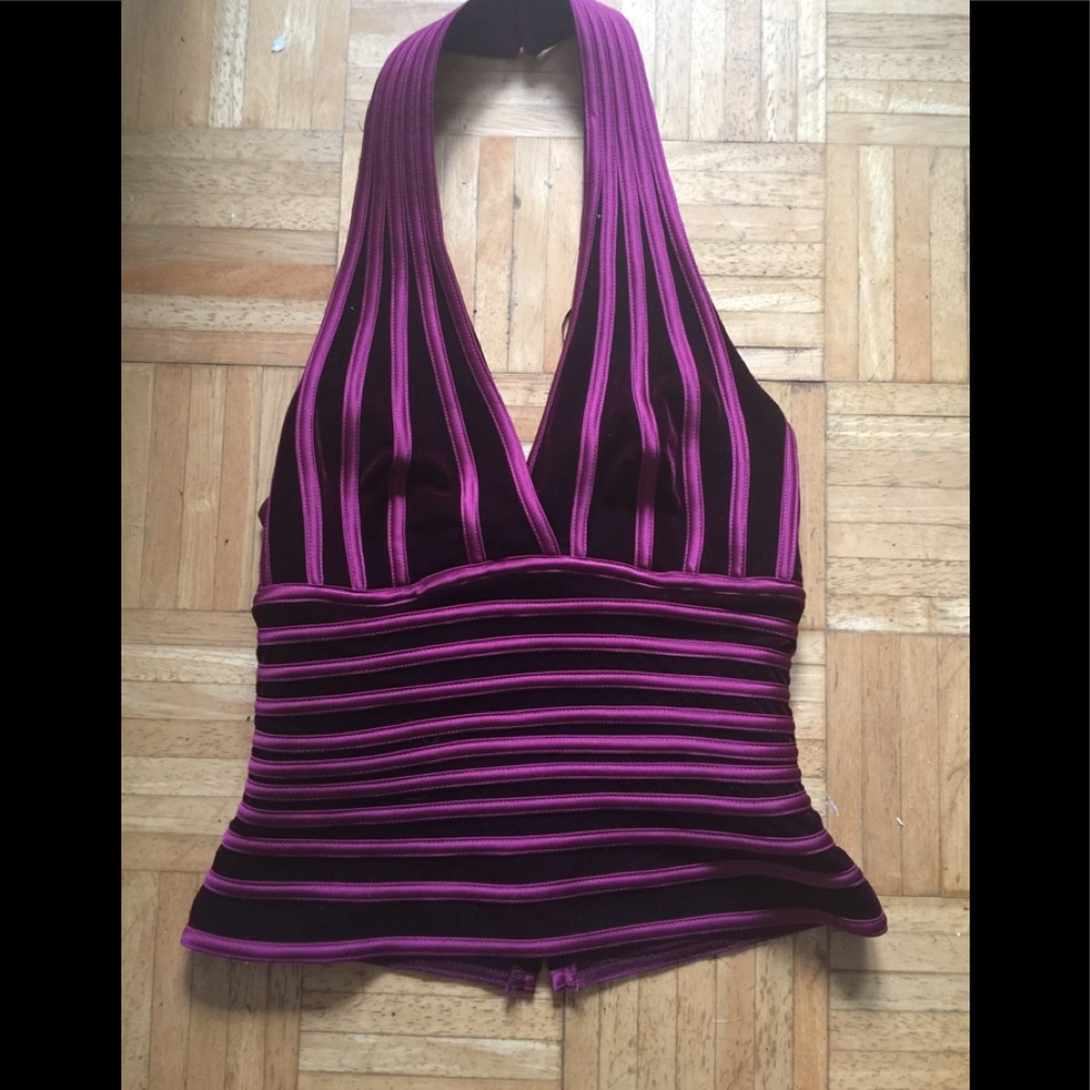 JS COLLECTIONS VINTAGE VELVET HALTER TOP SZ 4 NWT